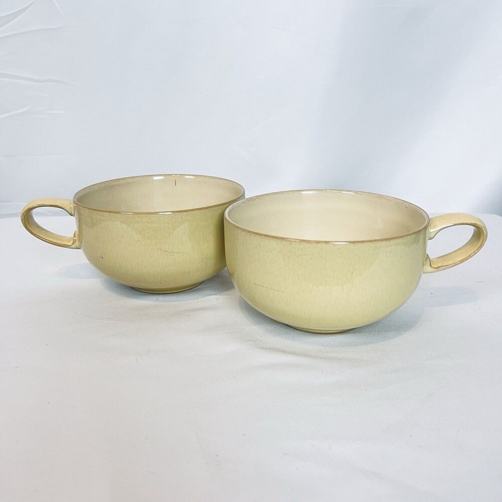 Vintage Denby Made In England Yellow Stoneware Mug Set